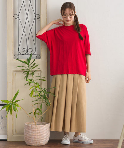 【OMNES】スラブ天竺 ラグラン5分袖Tシャツ UVカット付【S450112OMN】