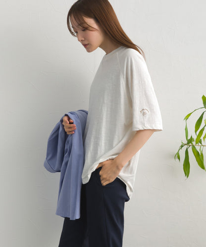 【OMNES】スラブ天竺 ラグラン5分袖Tシャツ UVカット付【S450112OMN】