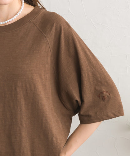 【OMNES】スラブ天竺 ラグラン5分袖Tシャツ UVカット付【S450112OMN】