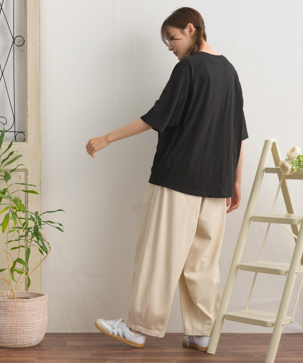 【OMNES】スラブ天竺 ラグラン5分袖Tシャツ UVカット付【S450112OMN】