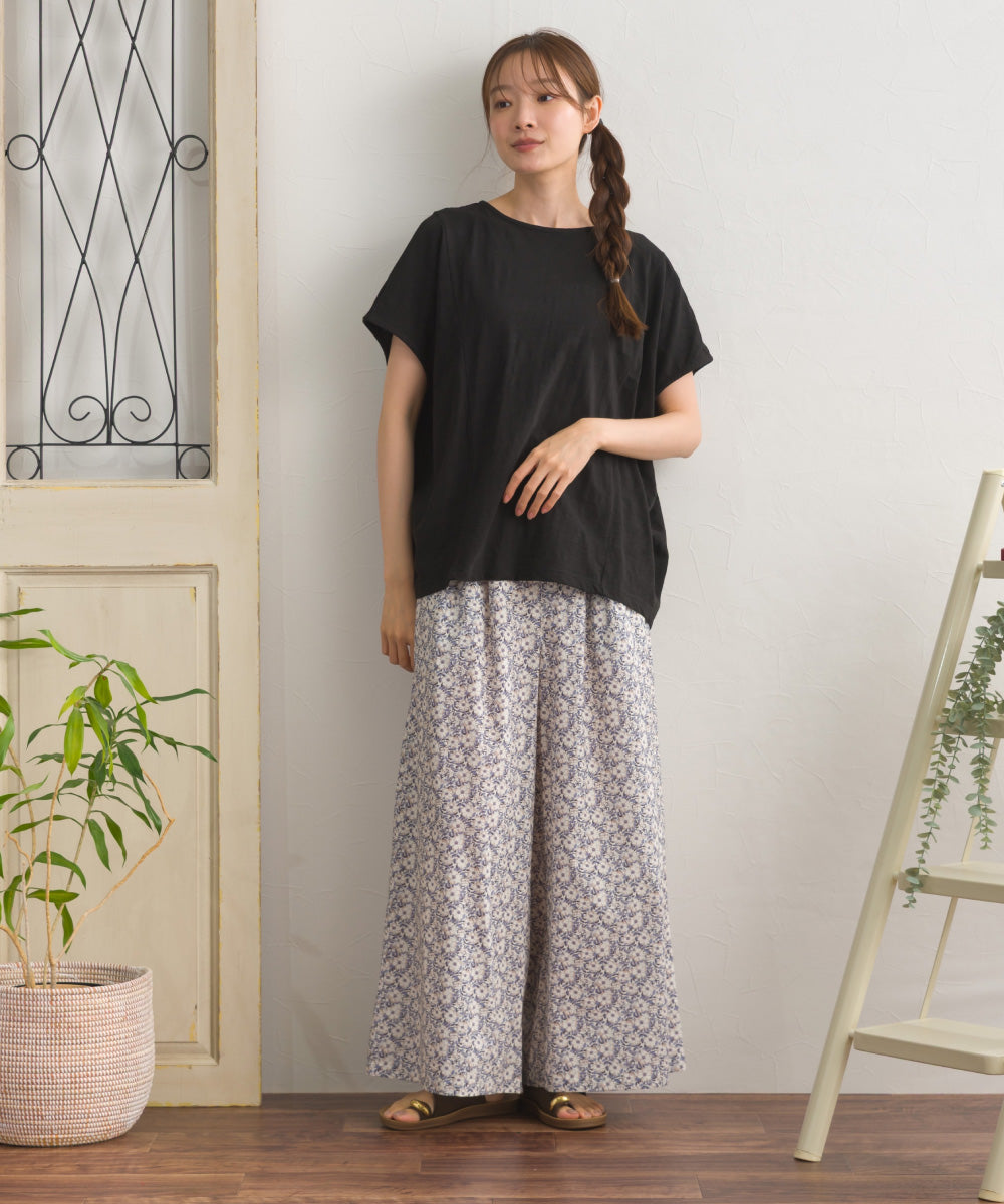 スラブ天竺 バックギャザー 半袖Tシャツ UVカット付【S450113OMN】