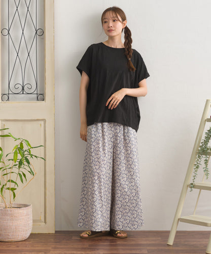 スラブ天竺 バックギャザー 半袖Tシャツ UVカット付【S450113OMN】