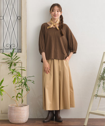 【OMNES】スラブ天竺 ラグランVネック 5分袖Tシャツ UVカット付【S450114OMN】