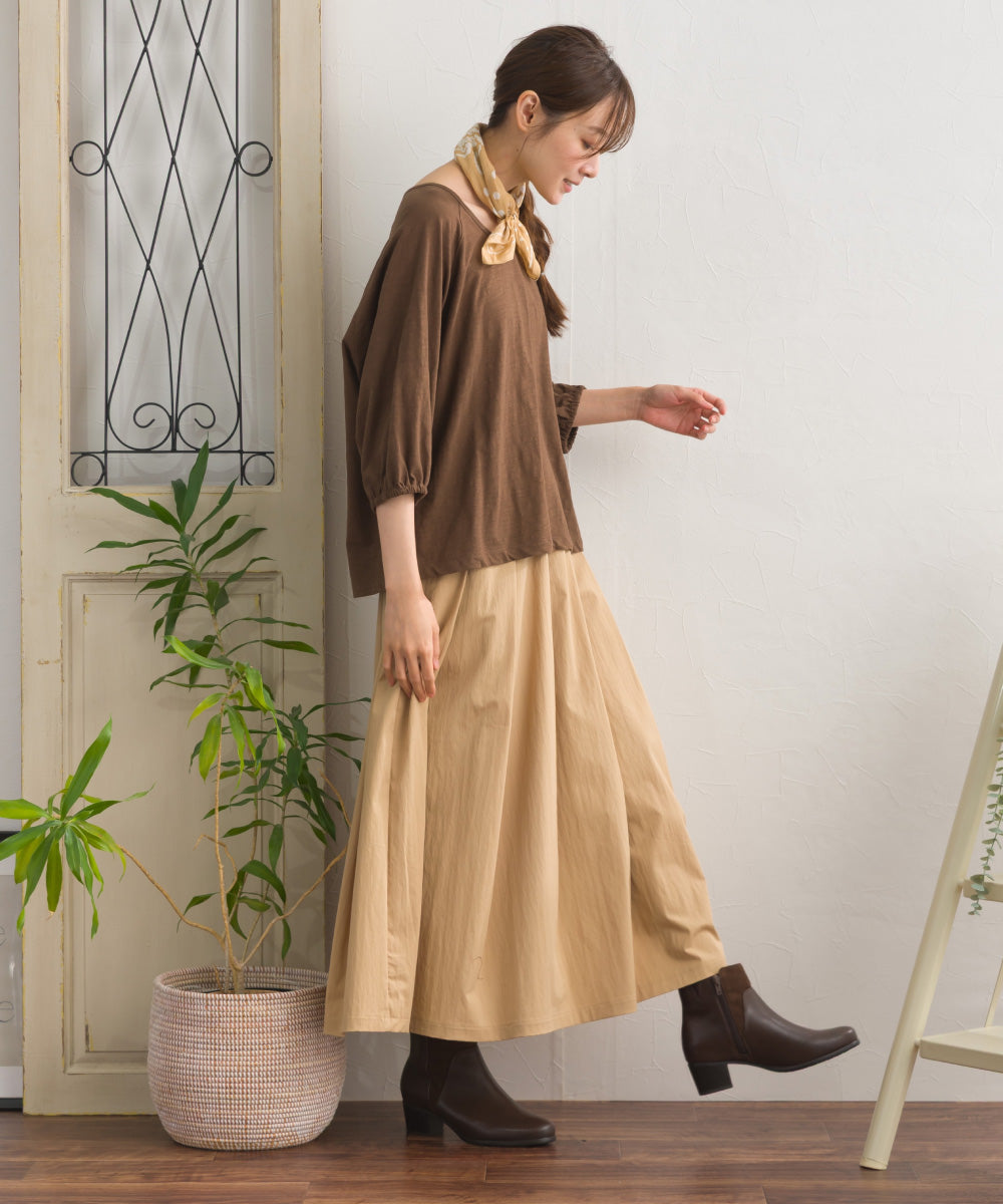 【OMNES】スラブ天竺 ラグランVネック 5分袖Tシャツ UVカット付【S450114OMN】