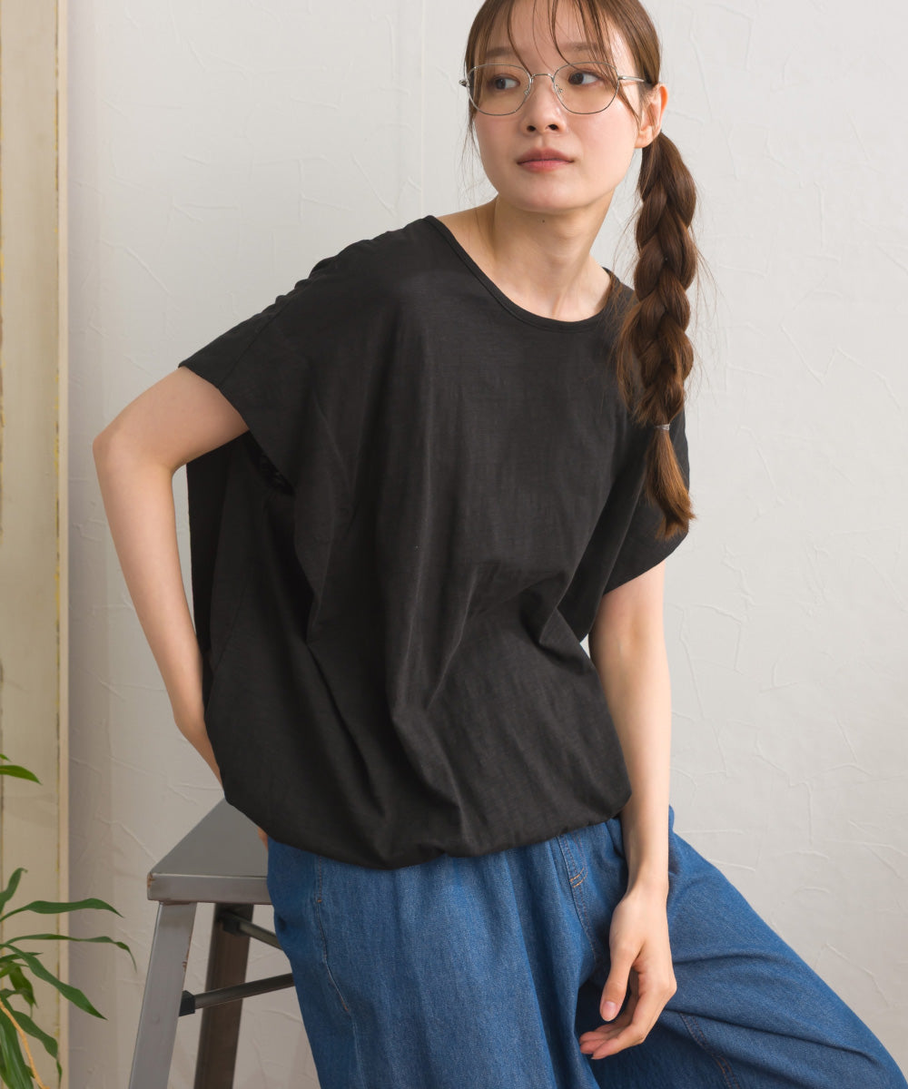 【OMNES】スラブ天竺 バルーンシルエット半袖Tシャツ UVカット付【S450115OMN】