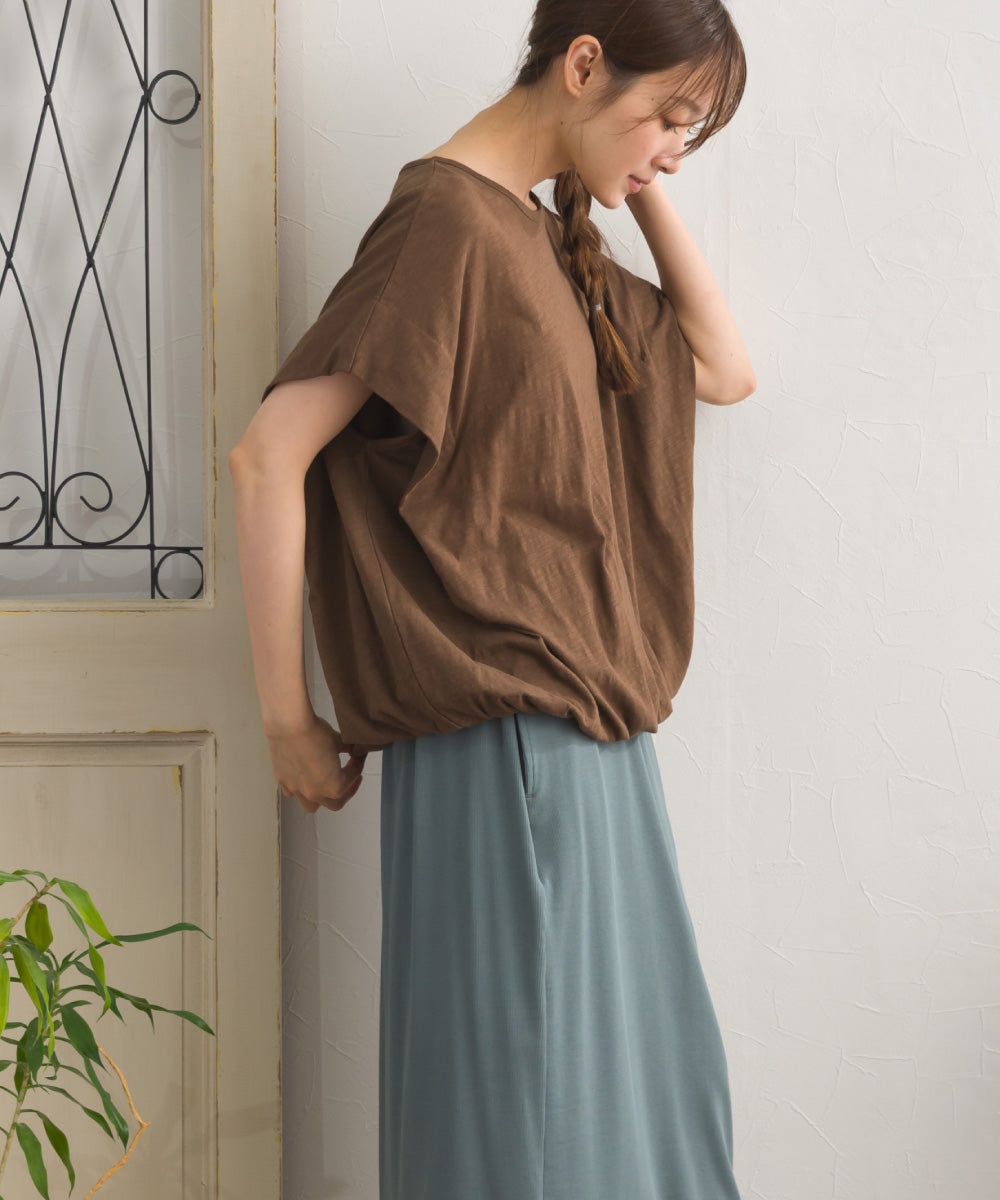 【OMNES】スラブ天竺 バルーンシルエット半袖Tシャツ UVカット付【S450115OMN】