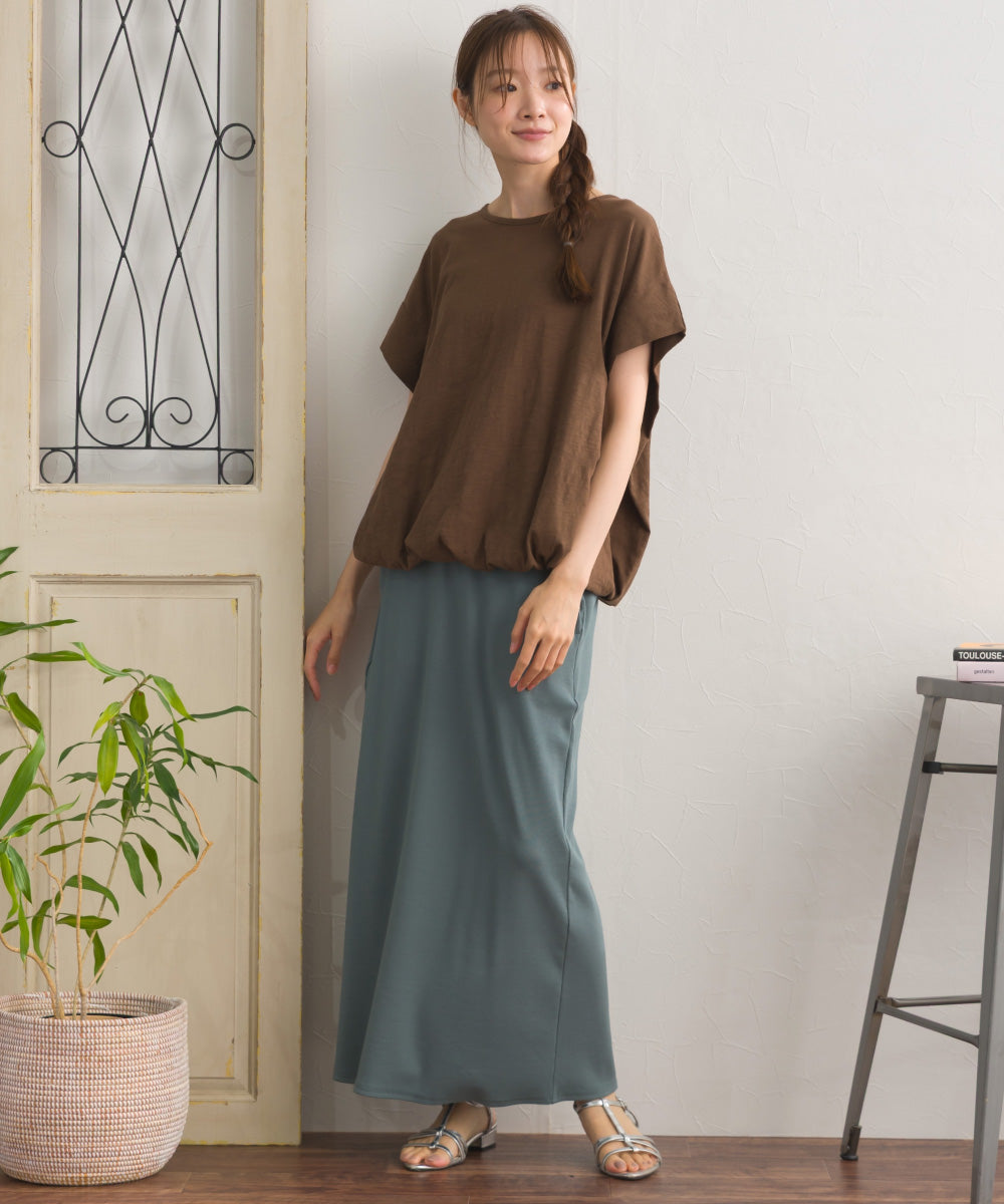 【OMNES】スラブ天竺 バルーンシルエット半袖Tシャツ UVカット付【S450115OMN】