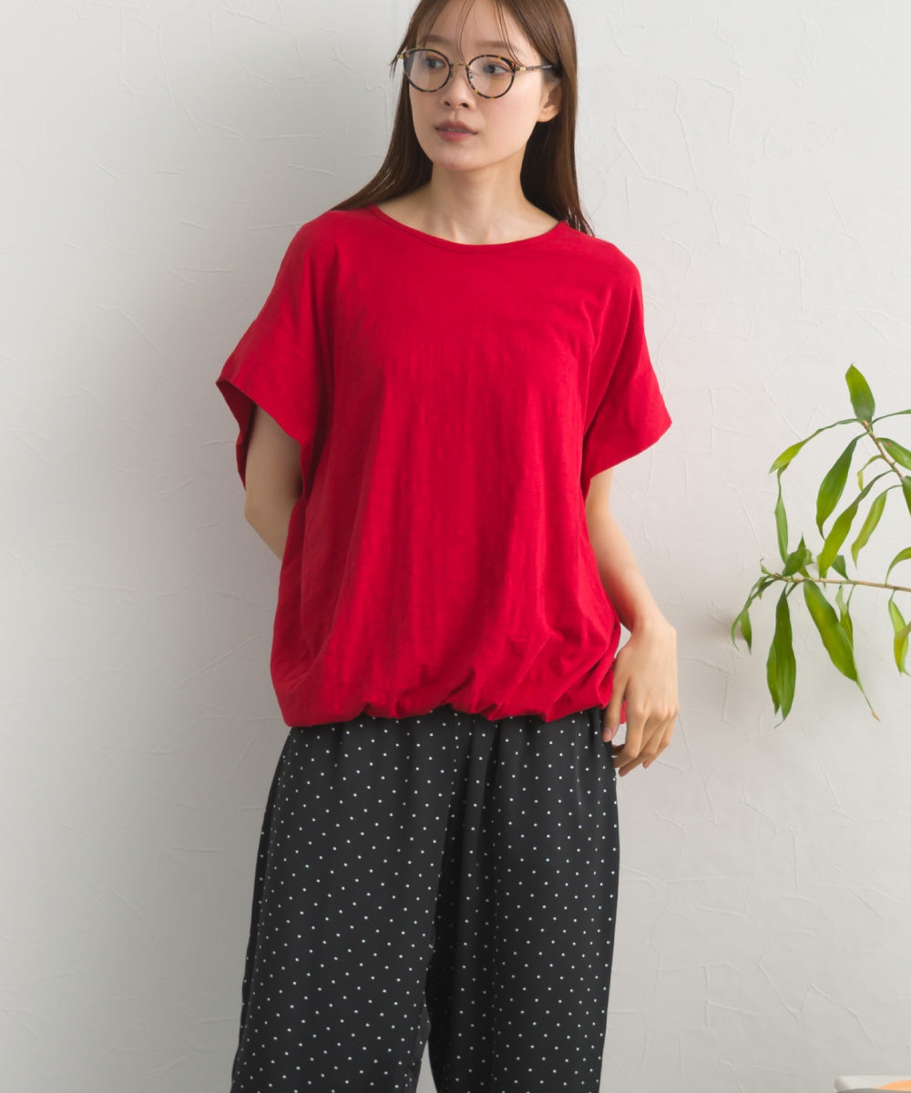 【OMNES】スラブ天竺 バルーンシルエット半袖Tシャツ UVカット付【S450115OMN】