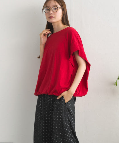 【OMNES】スラブ天竺 バルーンシルエット半袖Tシャツ UVカット付【S450115OMN】
