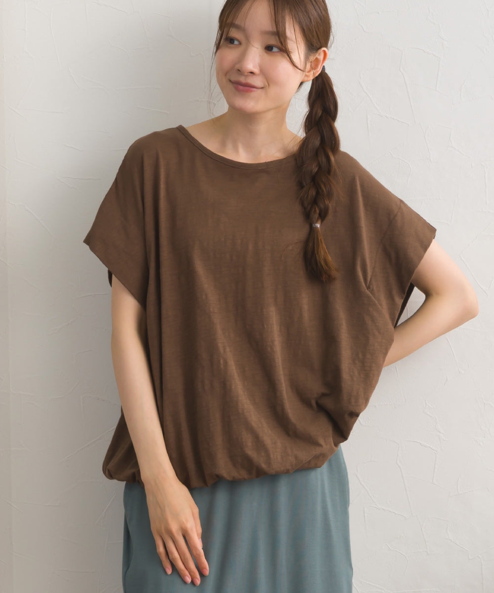 【OMNES】スラブ天竺 バルーンシルエット半袖Tシャツ UVカット付【S450115OMN】