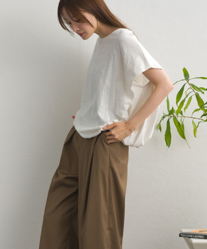 【OMNES】スラブ天竺 バルーンシルエット半袖Tシャツ UVカット付【S450115OMN】