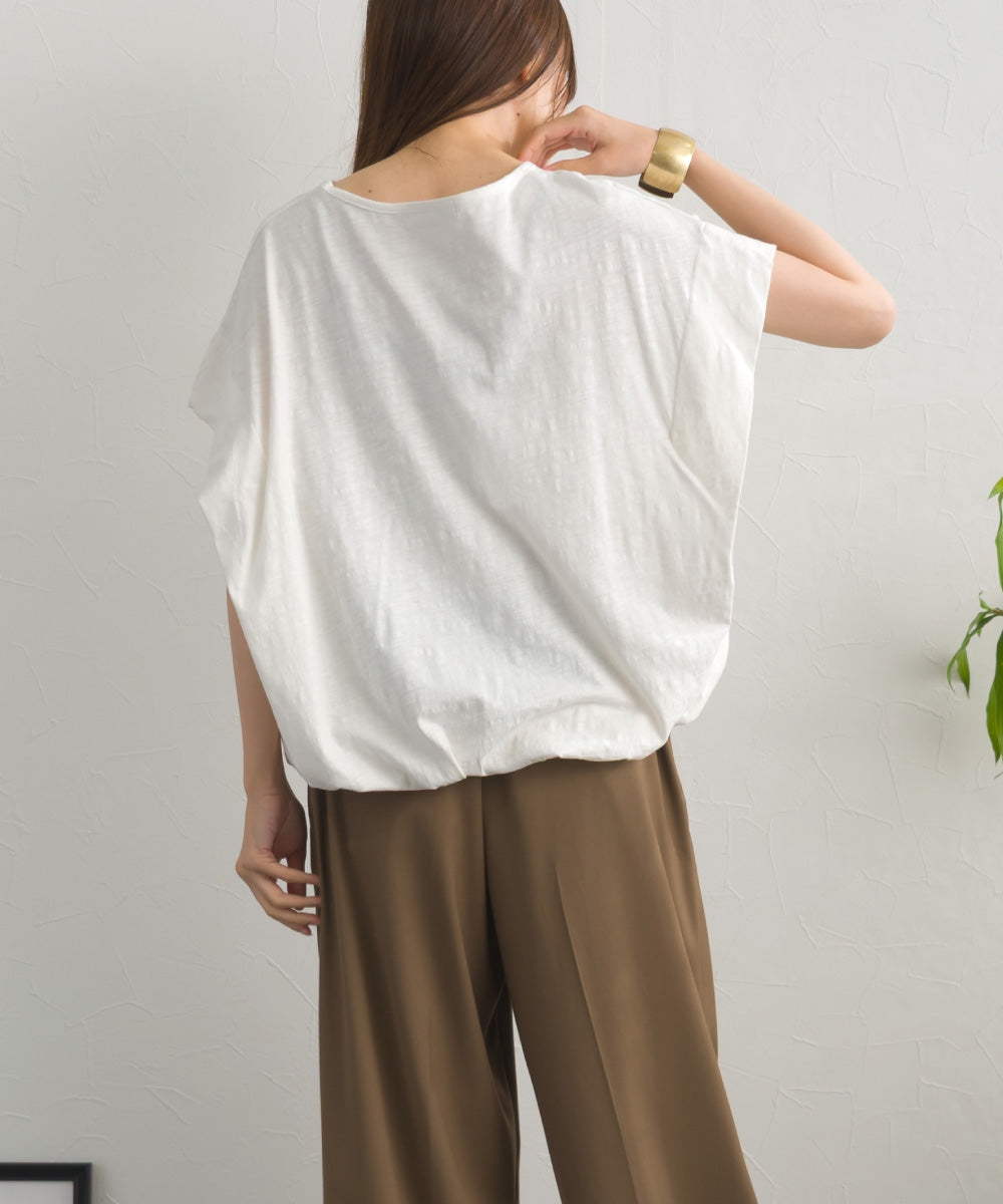 【OMNES】スラブ天竺 バルーンシルエット半袖Tシャツ UVカット付【S450115OMN】