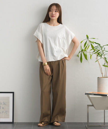 【OMNES】スラブ天竺 バルーンシルエット半袖Tシャツ UVカット付【S450115OMN】