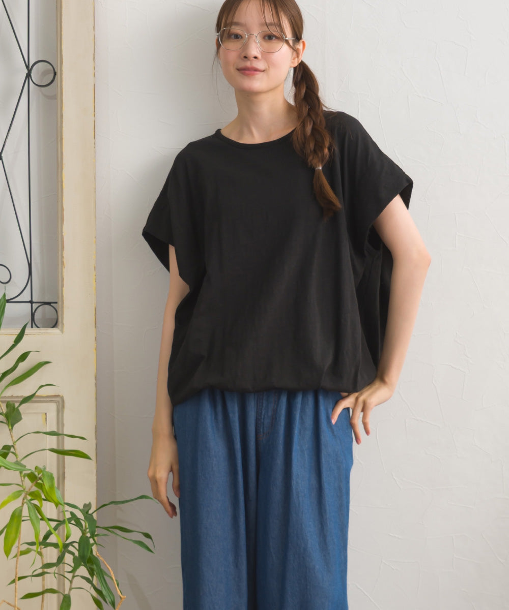 【OMNES】スラブ天竺 バルーンシルエット半袖Tシャツ UVカット付【S450115OMN】