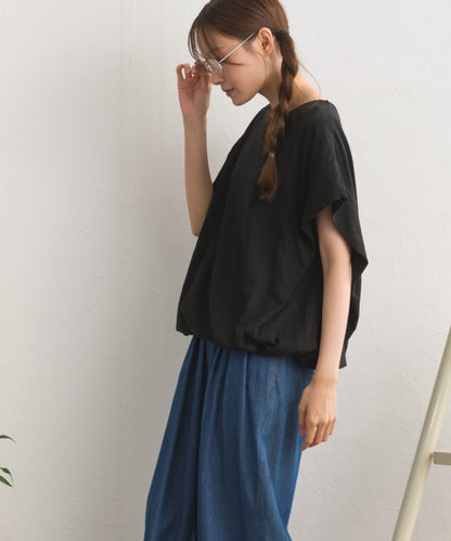 【OMNES】スラブ天竺 バルーンシルエット半袖Tシャツ UVカット付【S450115OMN】