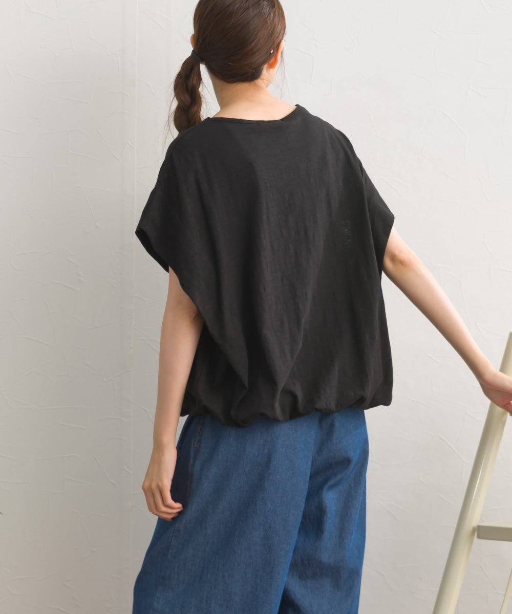 【OMNES】スラブ天竺 バルーンシルエット半袖Tシャツ UVカット付【S450115OMN】