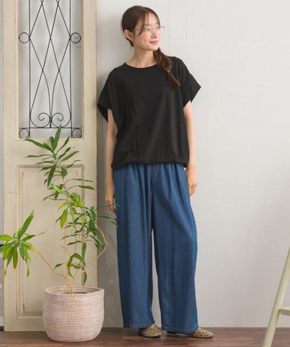 【OMNES】スラブ天竺 バルーンシルエット半袖Tシャツ UVカット付【S450115OMN】