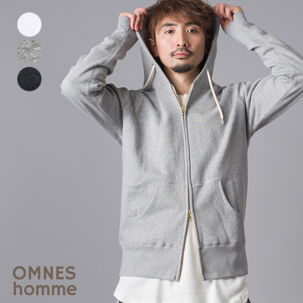 Omnes Mens 裏起毛スウェットダブルジップパーカー 1518 5036